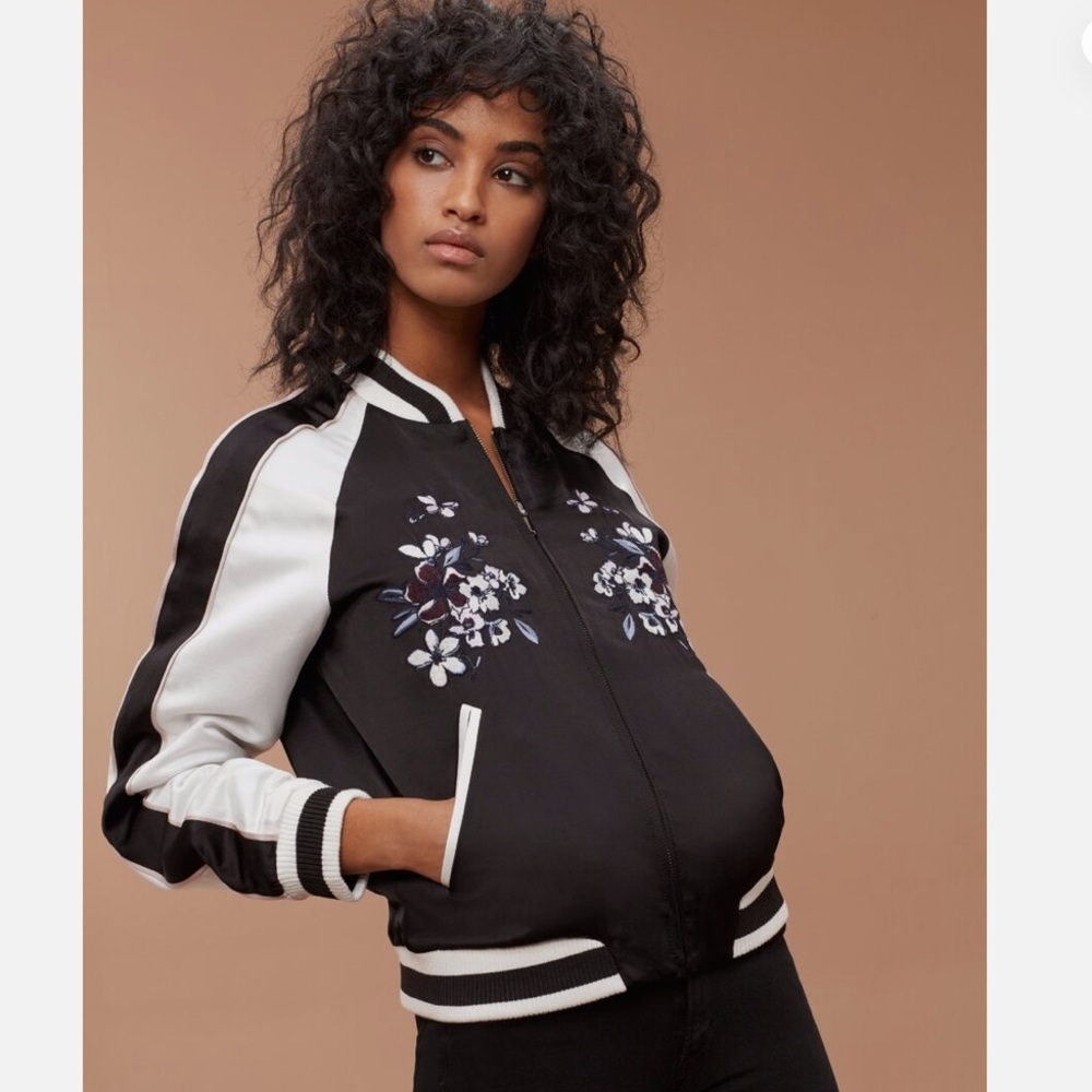 Aritzia Talula Courtney Skull Buttterfly Bomber Jacket